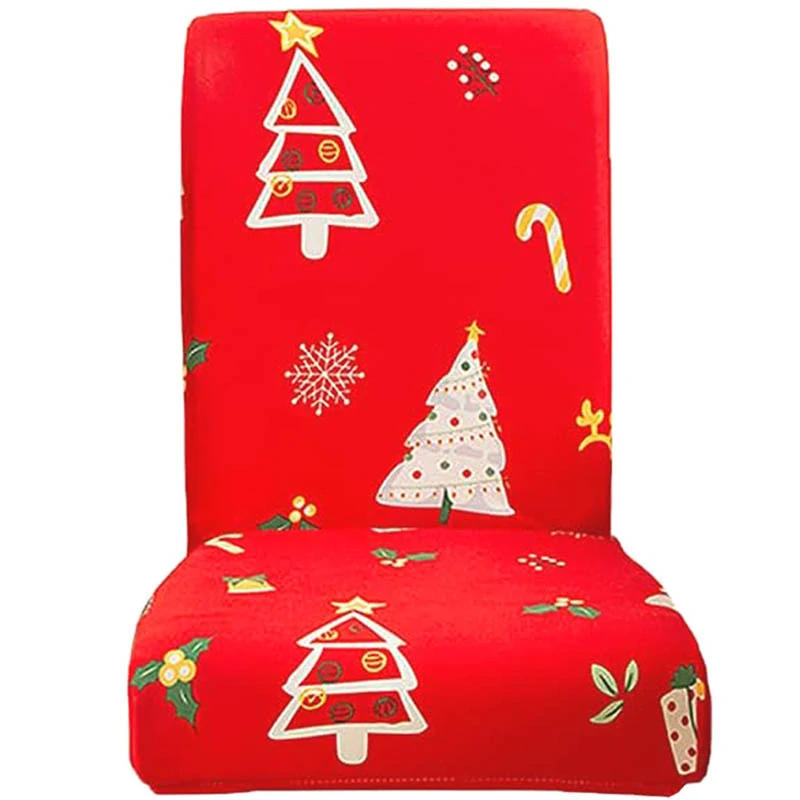 Červený poťah na stoličku s vianočným motívom