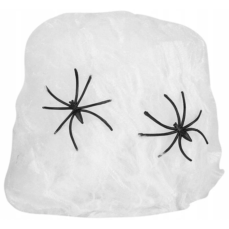 Halloweenska výzdoba Pavučina biela s 2 pavúkmi