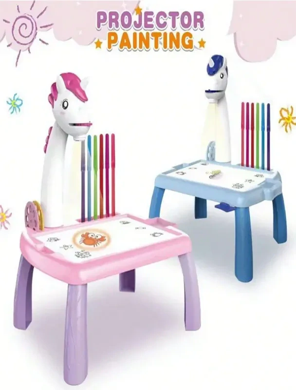 Tabuľka na kreslenie s projektorom Jednorožec modrá