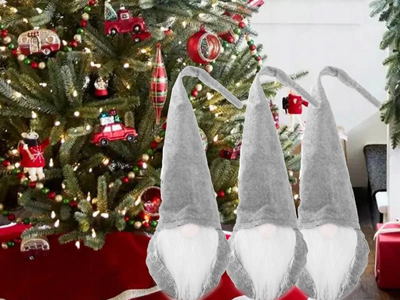 Vianočný škriatok 30cm sivý