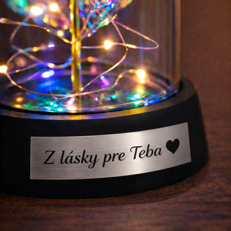 Večná ruža v skle LED fialová