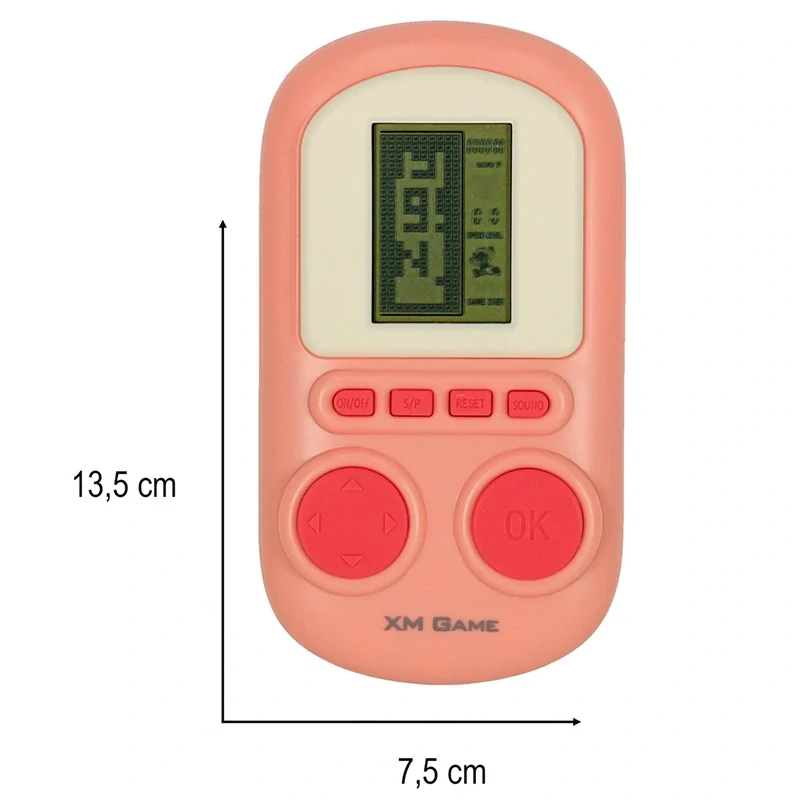 Elektronická vrecková konzola – mini Tetris, ružová
