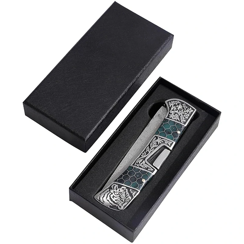 Damascus knife Green Mesh HoneyComb Kandar® N615
