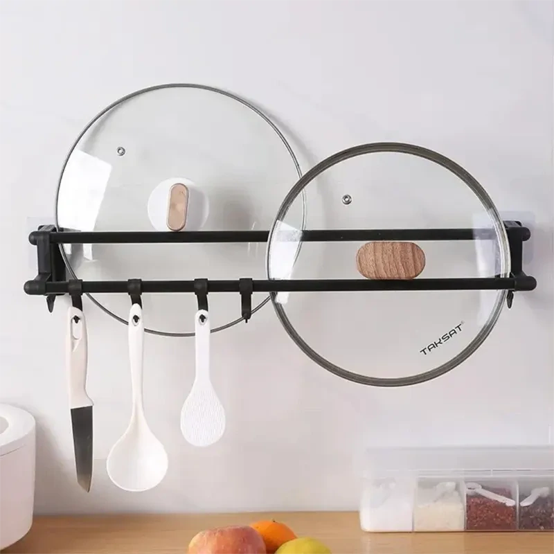 Nástenný vešiak 40cm čierny s háčikmi