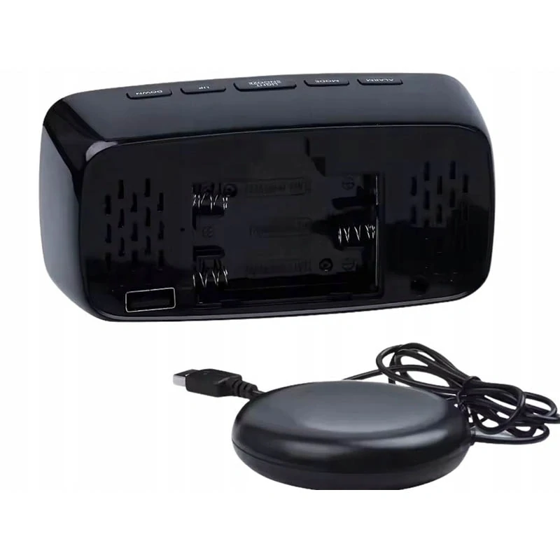 Digitálny LED budík s vibračným alarmom čierny