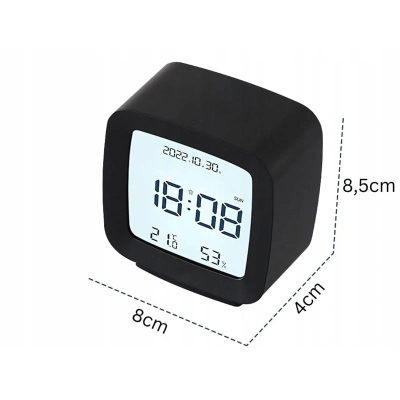 Digitálny LED budík s meteostanicou čierny