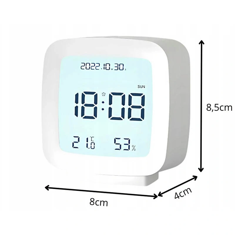 Digitálny LED budík s meteostanicou biely