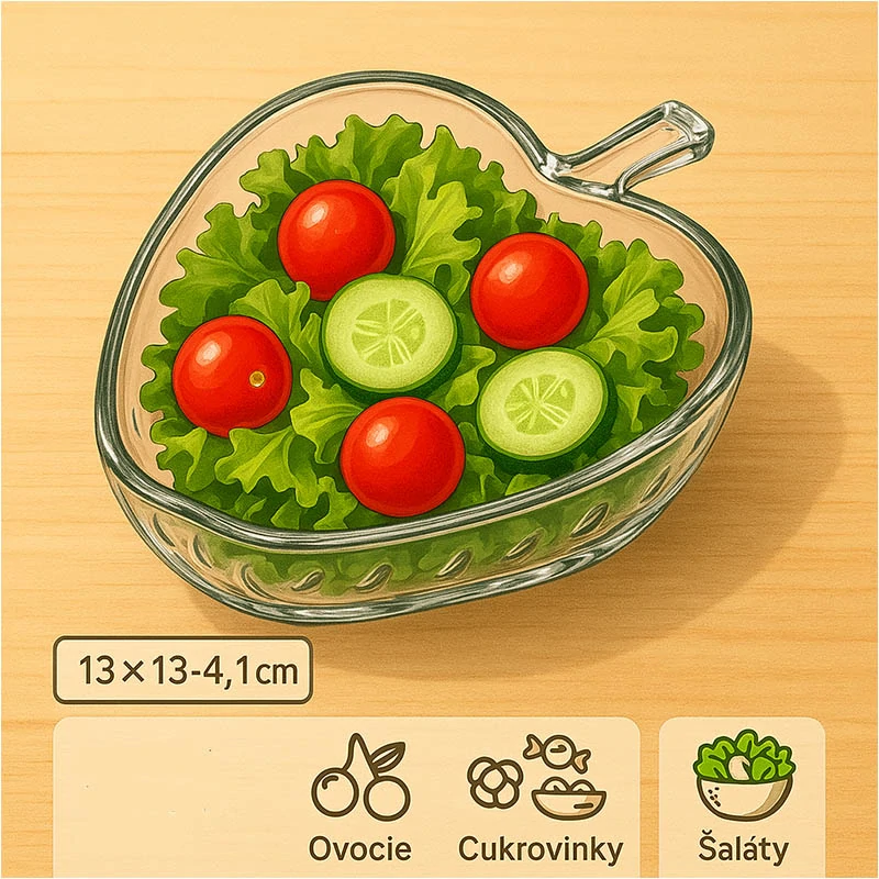 Jahoda - Sklenená miska v tvare jahody – 13 × 13 × 4,1 cm