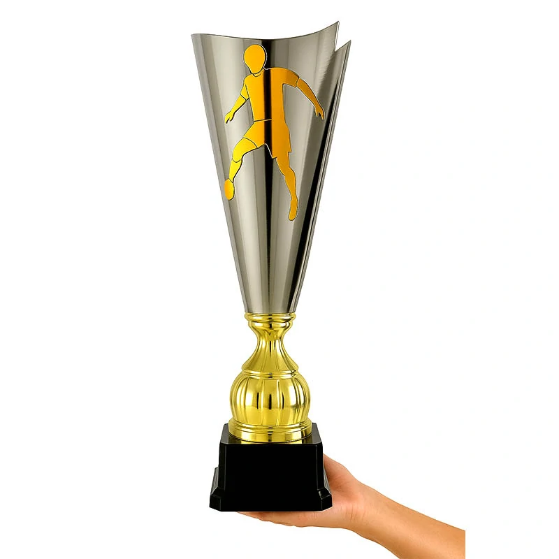 Pohár zlatý/strieborný - Futbal Lux: 68 cm