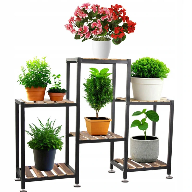 Drevený stojan na kvety 74x96cm hnedý s náradím