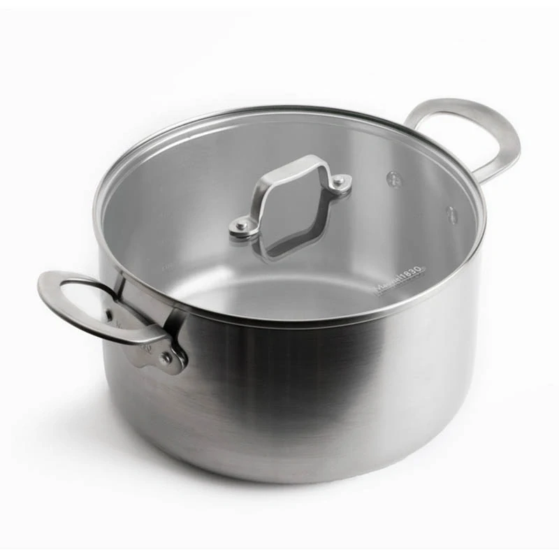 Mauviel 1830 - Nerezový hrniec so sklenenou pokrievkou: 24 cm / 5,7 L