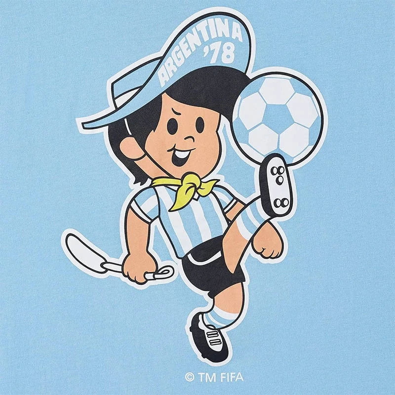 Tričko Retro FIFA Classics Argentina "78 Mascot Gauchito – modrá: veľkosť "S"