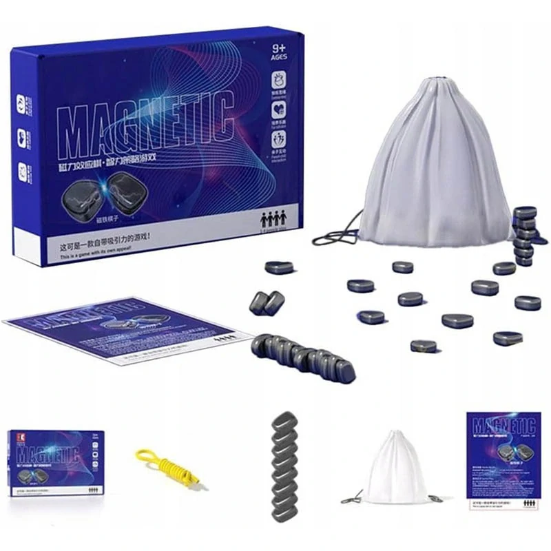 Magnetická strategická hra s kameňmi a šnúrkou