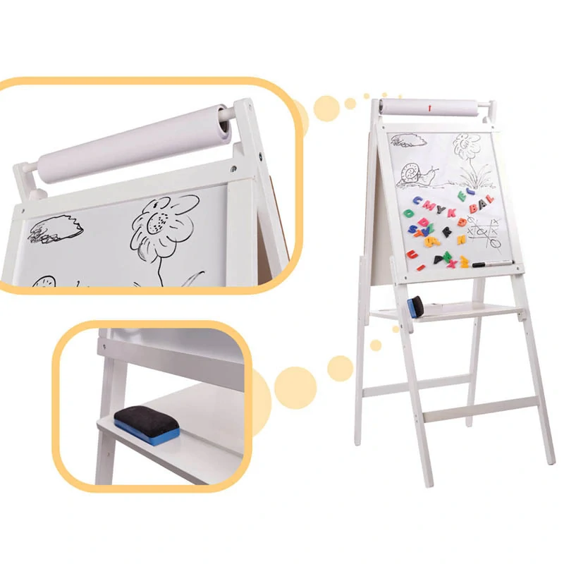 Drevená obojstranná magnetická a kriedová tabuľa XXL s príslušenstvom 43 × 32 × 115 cm