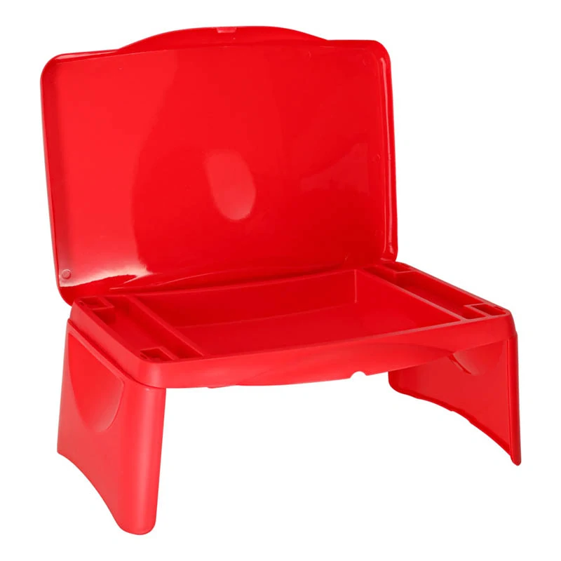 Cestovný skladací stolík do auta pre deti s úložným priestorom – červený