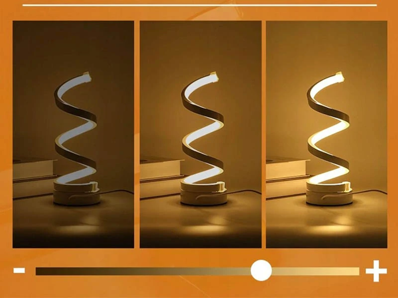 Špirálová LED stolová lampa USB s reguláciou jasu a 3 farbami svetla