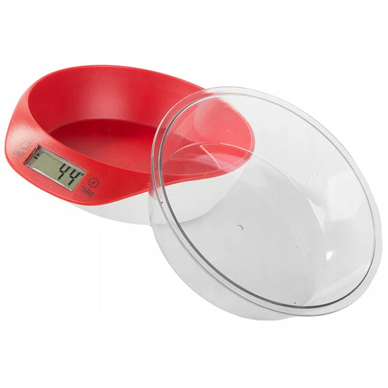 Elektronická kuchynská váha 5 kg červená