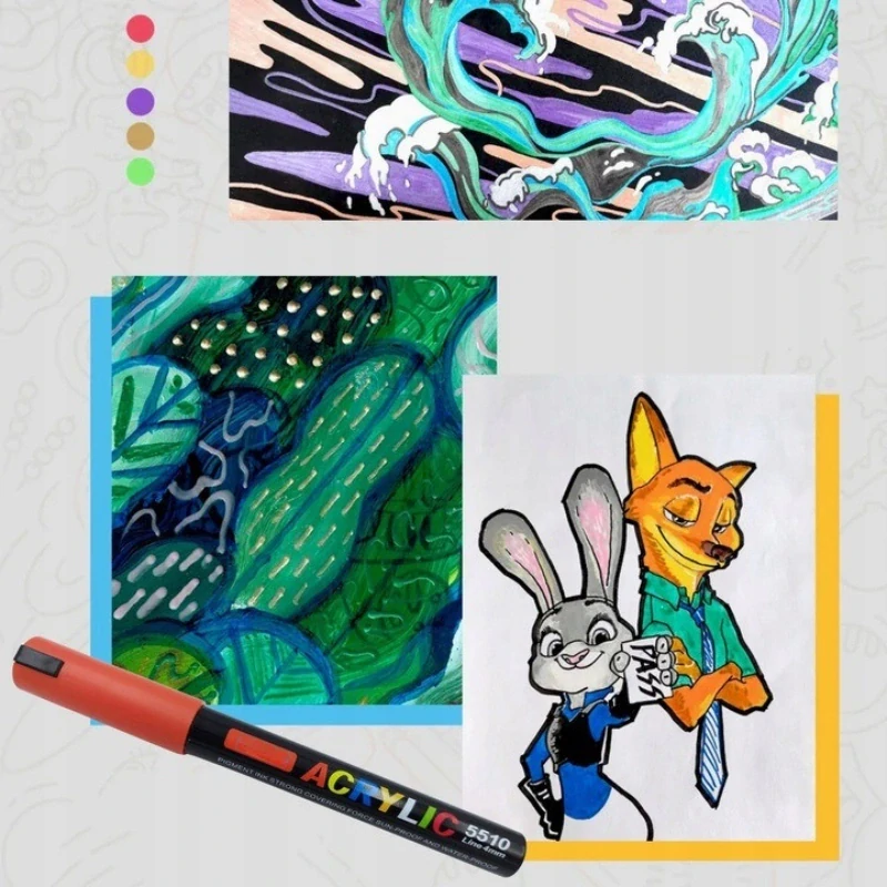 Akrylové fixky – sada 12 farieb