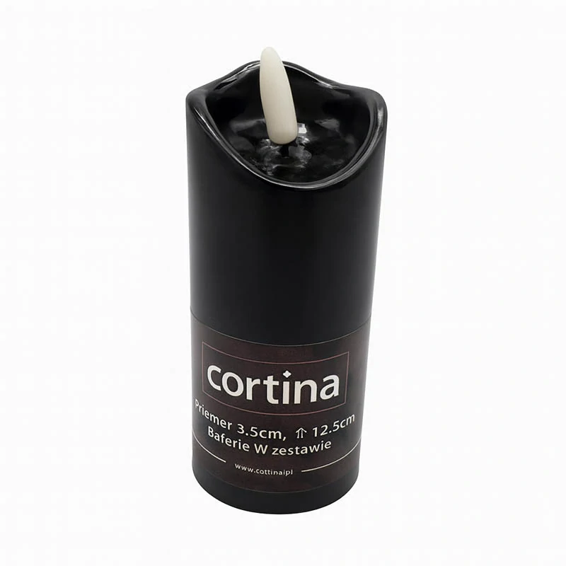 LED sviečka Cortina 12,5 cm čierna + batérie zdarma