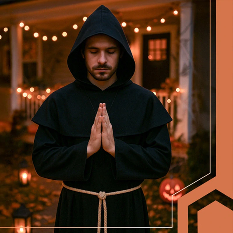 Kostým mnícha na Halloween L čierny