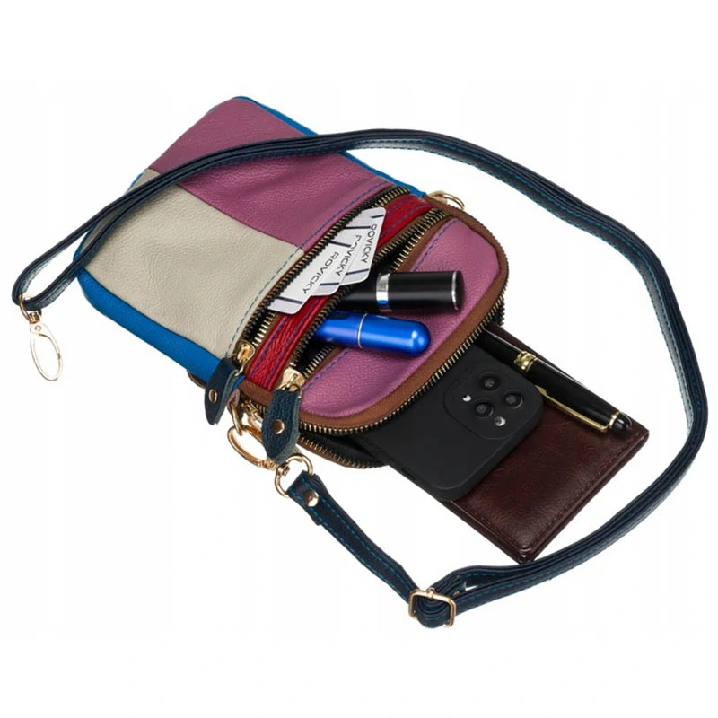 Dámska kožená crossbody kabelka na doklady a telefón CN424