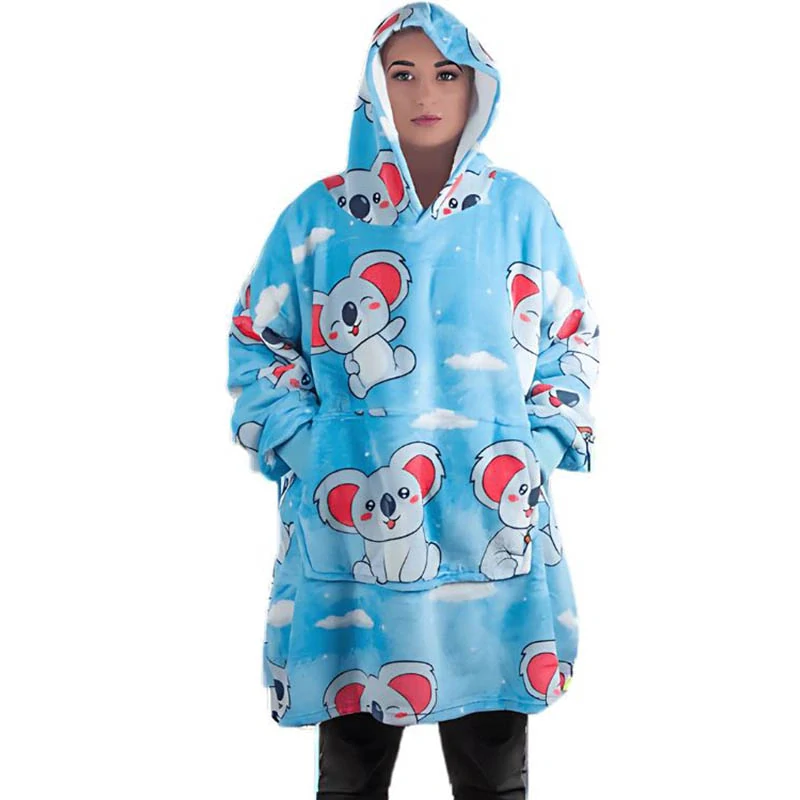 Teplá oversize mikina Koala XXL 2v1 – mäkká deka s kapucňou