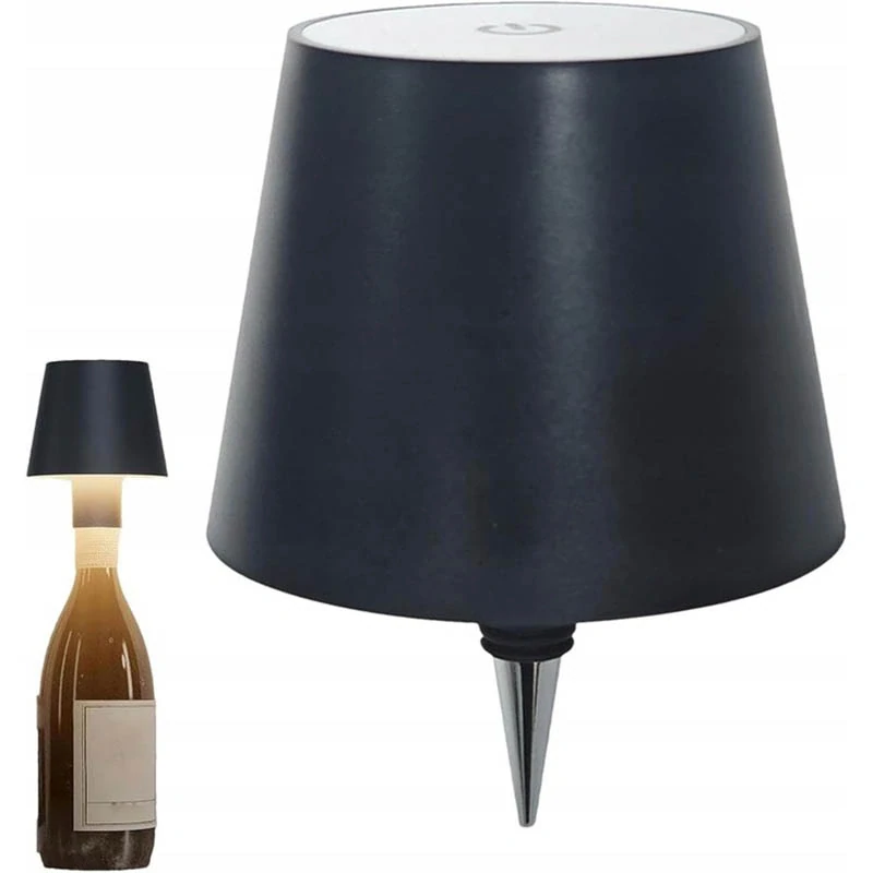 Bezdrôtová dotyková lampička na fľašu čierna