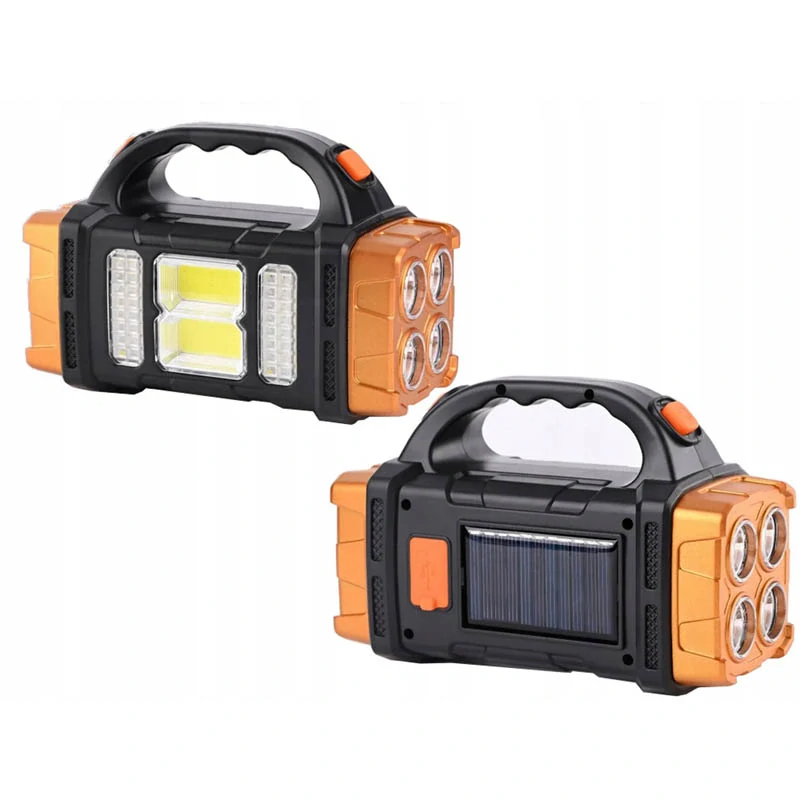 Solárna prenosná LED lampa s powerbankou zlatá