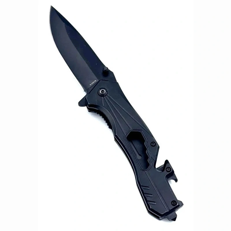 Skladací viacúčelový nôž z ocele 440C – čierny, 22 cm
