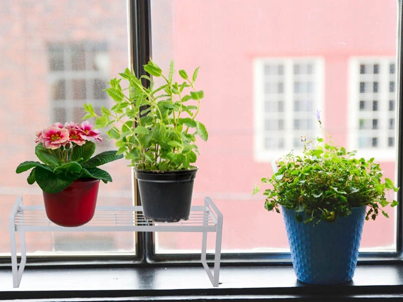 Kovová kuchynská polička 51 x 18 x 21 cm biela