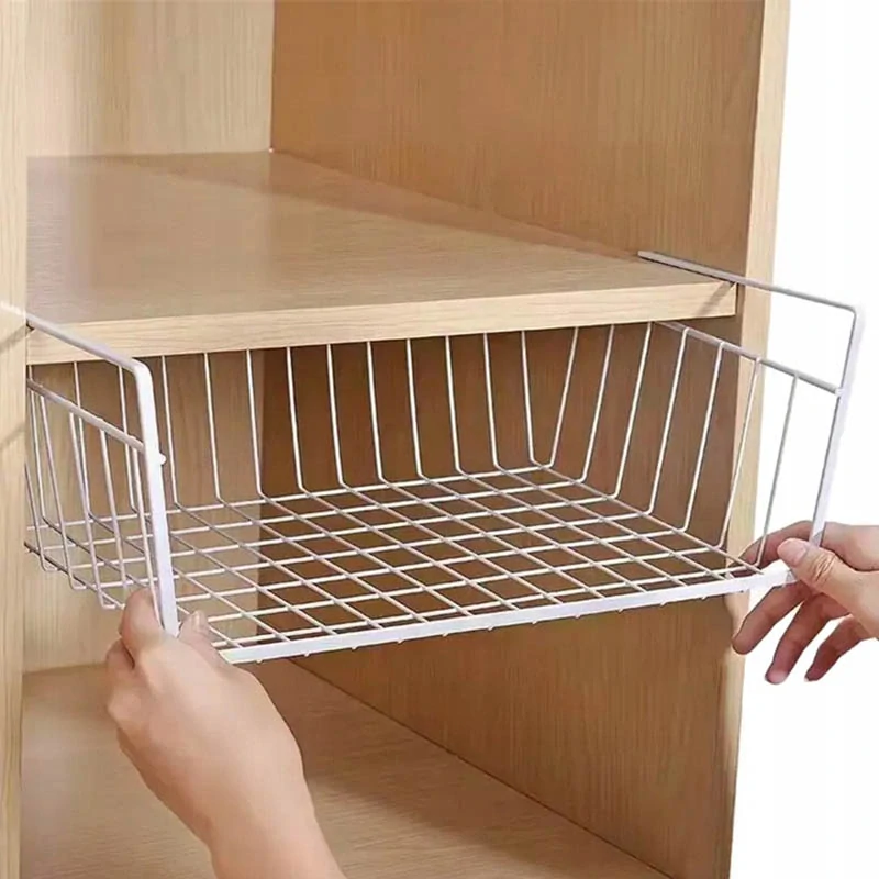 Závesný kovový košík pod policu biely