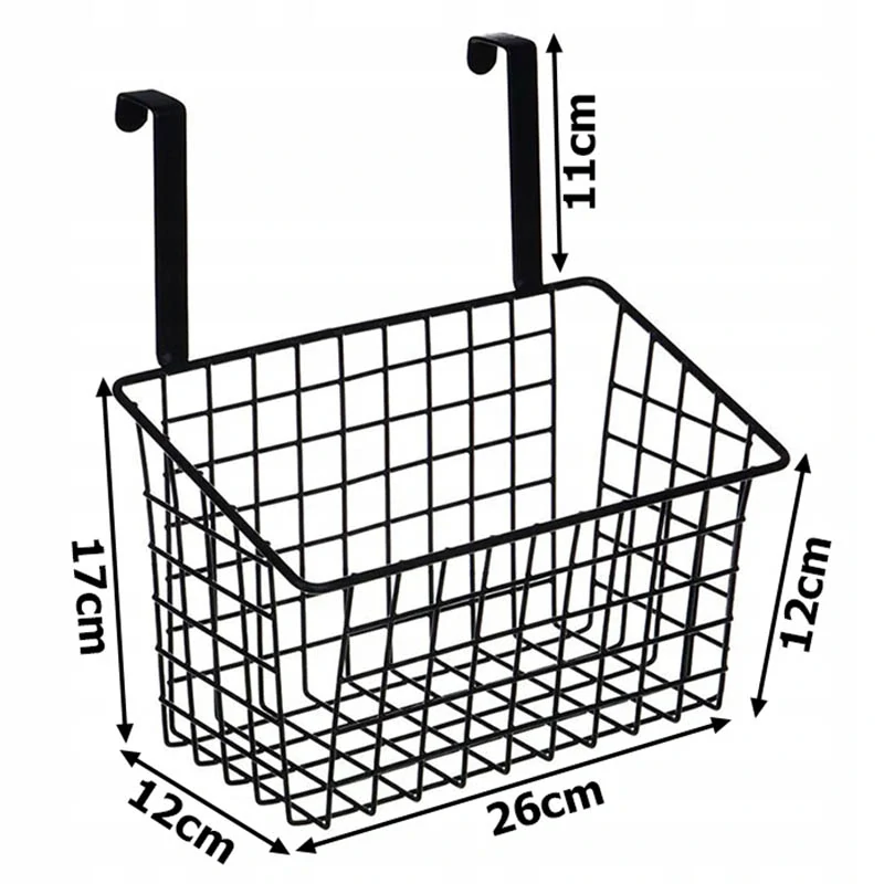 Kovový závesný košík na dvierka kuchynskej skrinky čierny