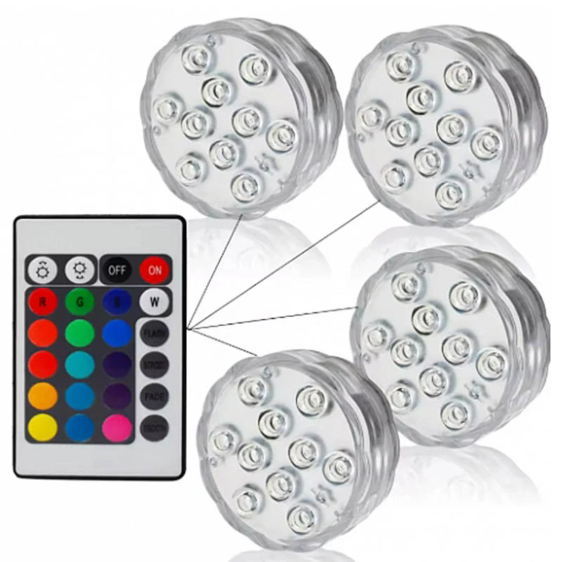 Vodoodolné LED RGB lampičky (4ks) s diaľkovým ovládaním