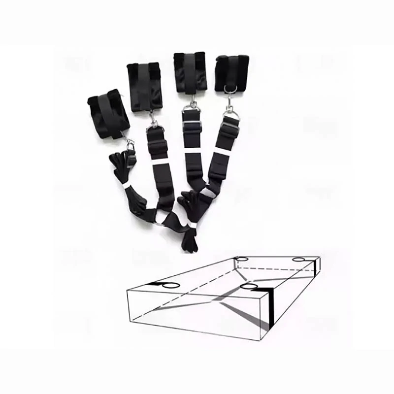 Erotická sada na posteľ – univerzálna poistka s mäkkými putami, čierna