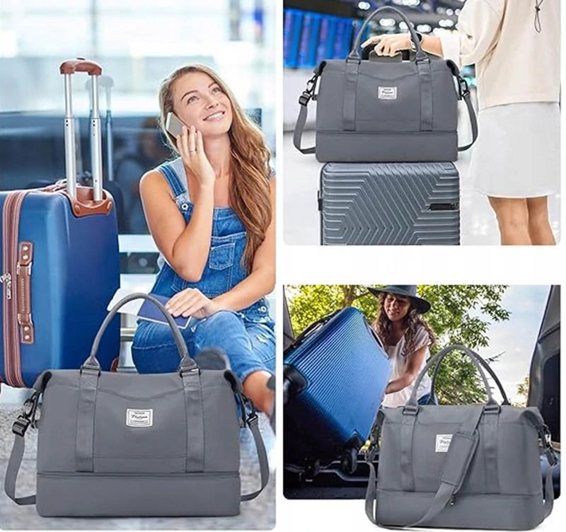 Cestovná taška – príručná batožina s kozmetickou taškou, sivá