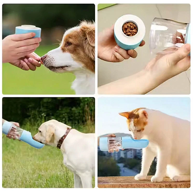 Turistická fľaša pre psa 3v1 – napájačka, miska a zásobník na krmivo