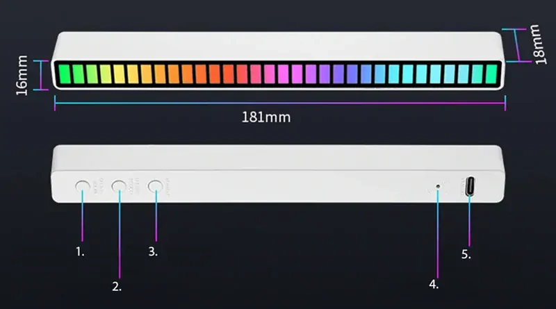 LED panel RGB reagujúci na zvuk USB čierny