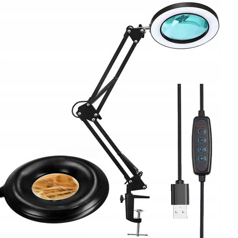 Stolná kozmetická lampa s lupou LED
