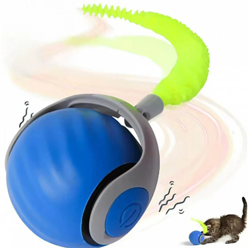 Interaktívna hračka pre mačku – loptička s pohyblivým chvostíkom