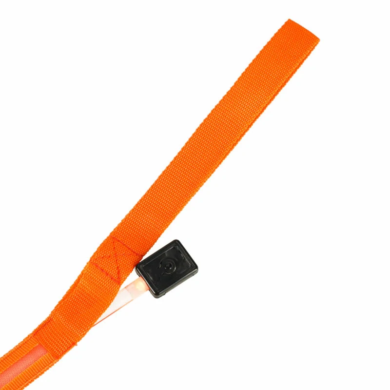 Svietiace LED vodítko pre psa a mačku 1,2 m oranžové