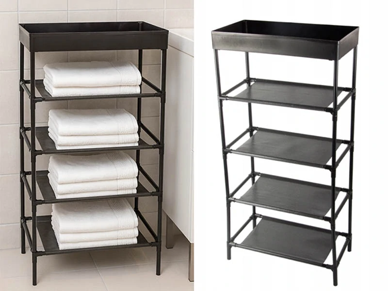 Plastový regál s 5 policami 81cm čierny