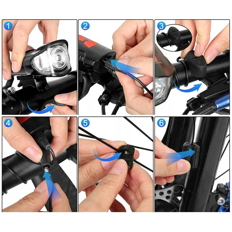 Cyklistická LED lampa 3 v 1 s klaksónom a cyklopočítačom