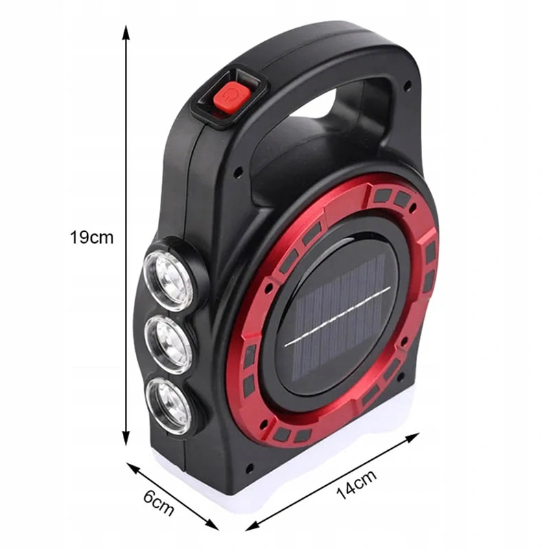 Solárna LED lampa s powerbankou 20 W červená