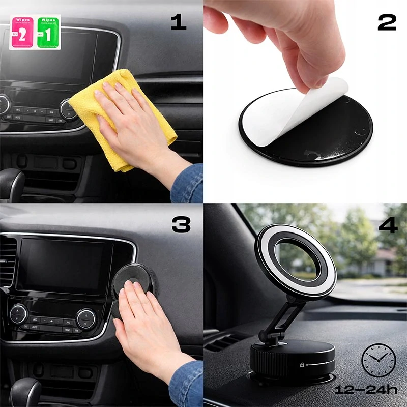 Magnetický držiak na telefón do auta, nastaviteľný, čierny