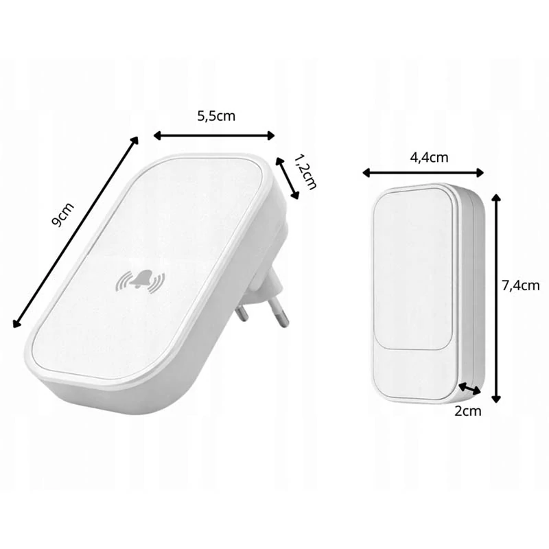 Bezdrôtový kinetický zvonček bez batérií na dvere biely