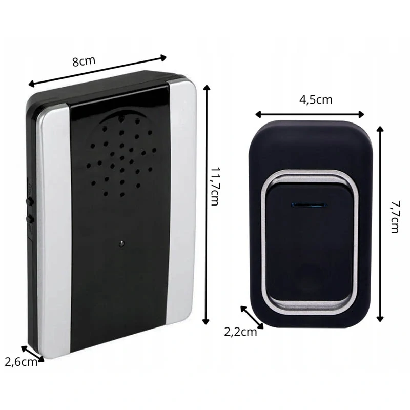 Bezdrôtový zvonček na dvere s dvomi tlačidlami s dosahom 300 m