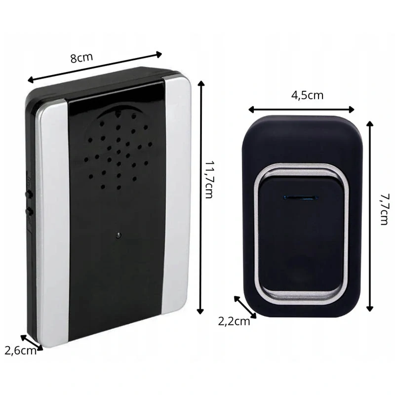 Bezdrôtový zvonček na dvere s dvomi tlačidlami s dosahom 150 m