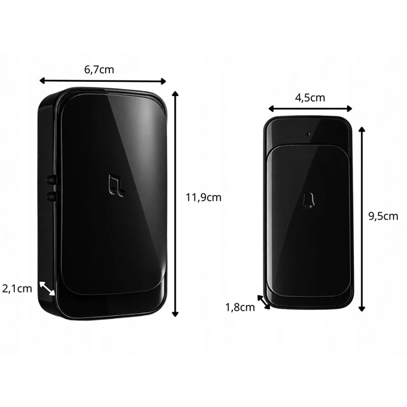 Bezdrôtový zvonček na dvere s dosahom 300 m čierny