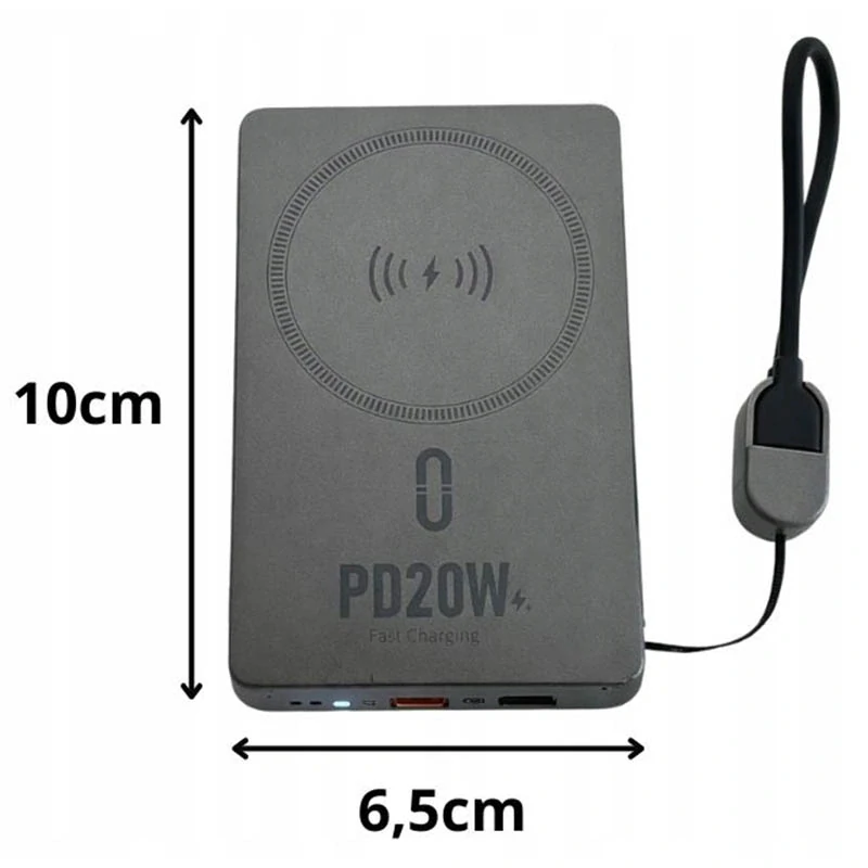 Powerbanka 5000 mAh s rýchlym nabíjaním 20 W sivá