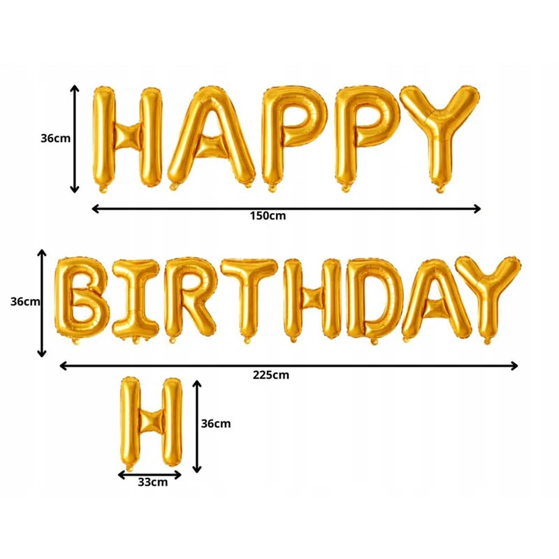 Zlatá balónová girlanda HAPPY BIRTHDAY